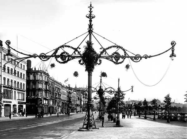 Occasione Dell Imminente Visita Dell Imperatore Nel 1904 Candelabri Jungfernstieg — Foto Stock