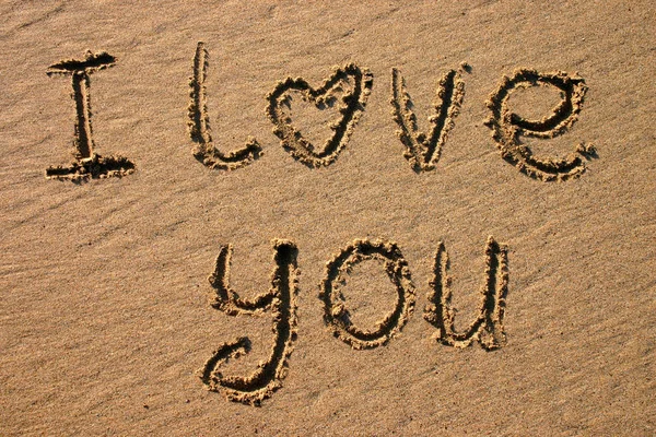 Love You Written Sandy Beach — Stock Photo, Image