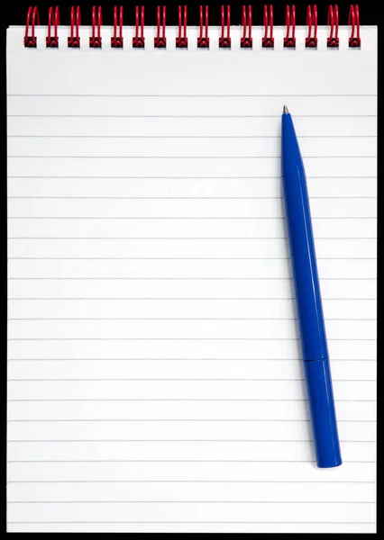 Notepad Pen Isolated Black — Stock Photo, Image