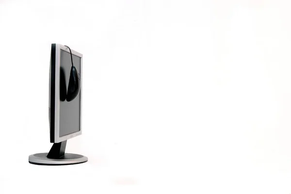 Zwart Wit Computer Monitor Geïsoleerd Een Lichte Achtergrond — Stockfoto