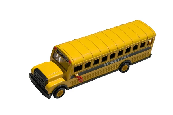 Gele Bus Geïsoleerd Witte Achtergrond — Stockfoto