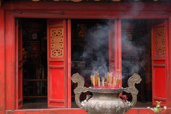 Incense Sticks Front Temple — Stock Photo, Image