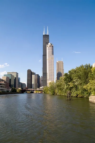 Vista Del Río Chicago Ciudad Segundo Plano —  Fotos de Stock