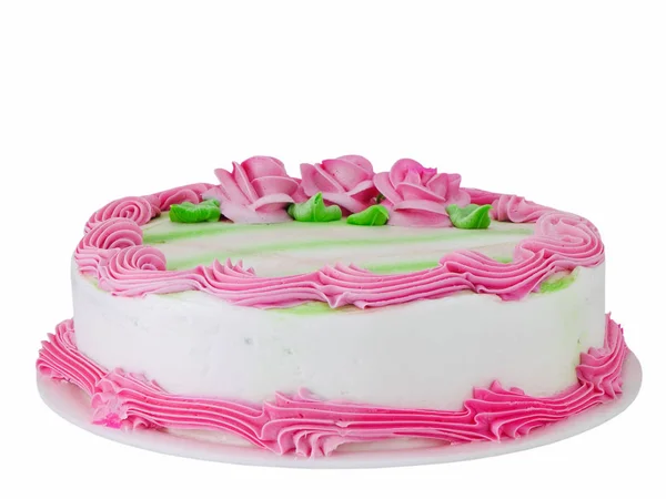 Kuchen Mit Rosa Gefrosteten Blüten — Stockfoto