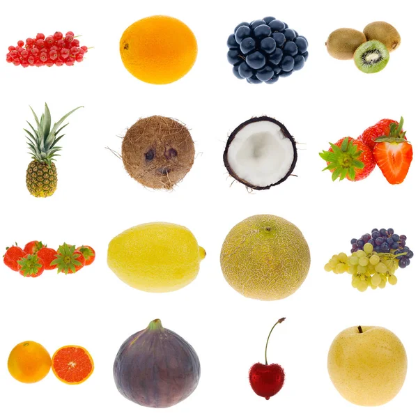 Ensemble Divers Fruits Isolés Sur Blanc — Photo