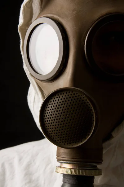 Persona Che Indossa Maschera Gas — Foto Stock