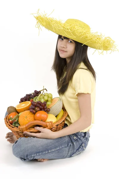 Teenager Fruit Basket — Stock Photo, Image