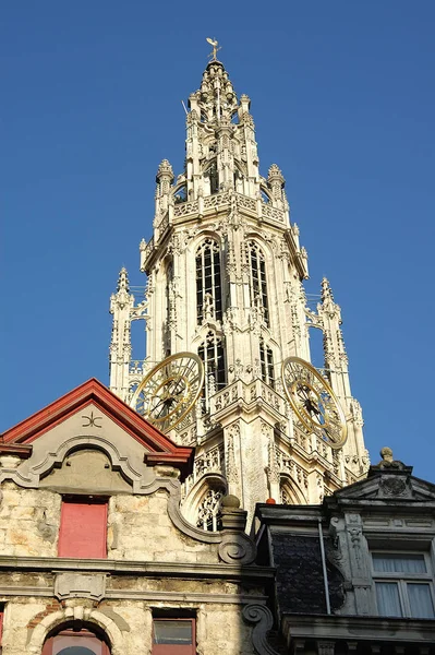 Histórico Fachadas Antwerpen Belgium —  Fotos de Stock