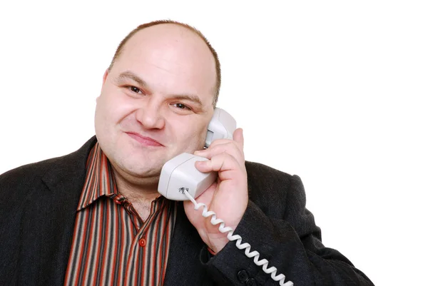 Dojrzały Mężczyzna Rozmawia Przez Telefon — Zdjęcie stockowe