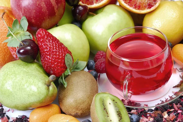 Sortiment Färsk Frukt Och Juice — Stockfoto