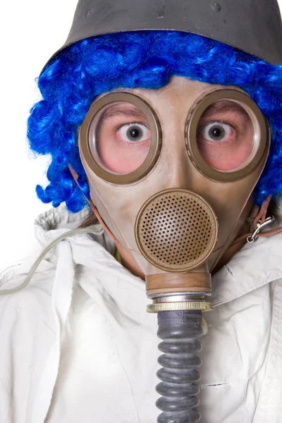 Portrait Young Man Wearing Gas Mask — Stock Photo, Image