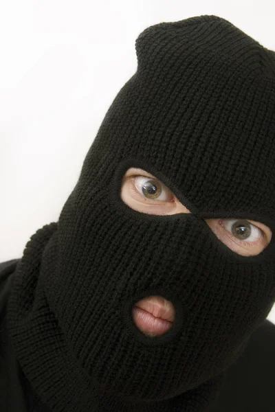 Burglar Balaclava Crowbar — Stock Photo, Image