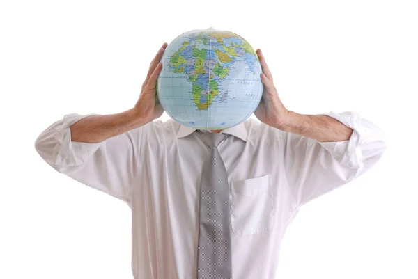 Businessman Holding Globe Earth Planet — Stock Photo, Image