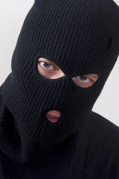 Burglar Wearing Balaclava Crowbar — Stock Photo, Image