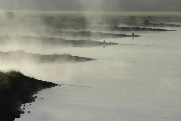 Утренний Туман Дорогах — стоковое фото