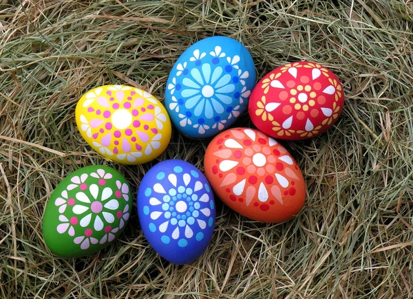 Ovos Páscoa Tradicionais Ovos Coloridos — Fotografia de Stock