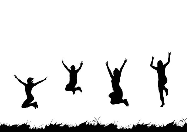 Silhouette People Jumping — Stock Photo, Image