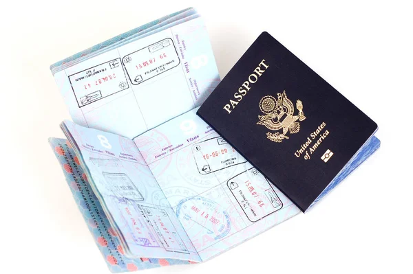 Διαβατήριο Για Την Έννοια Του Ταξιδιού Στο Παρασκήνιο — Φωτογραφία Αρχείου