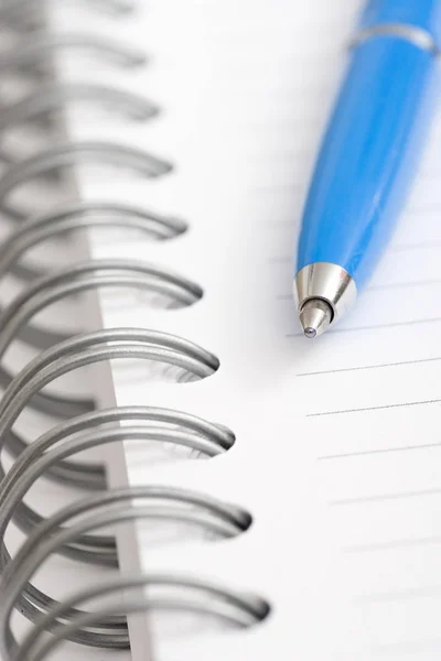 Blue Pen Notebook — Stock Photo, Image