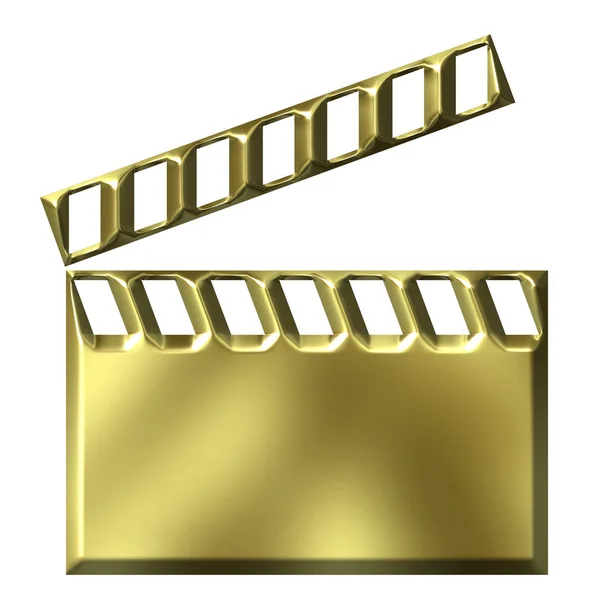 3Dゴールデンフィルムクラップボード — ストック写真