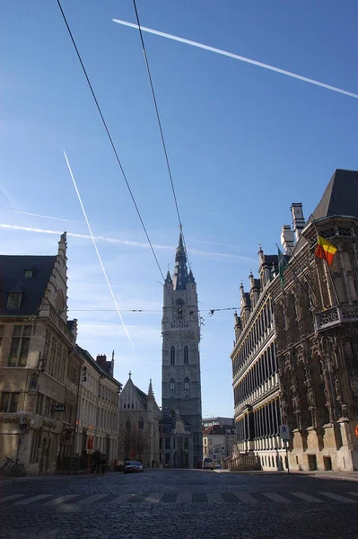 Stadhuis Gent Rathausfassade Toren — Stockfoto