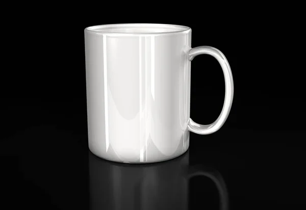 Tasse Blanche Vide Sur Fond Noir — Photo