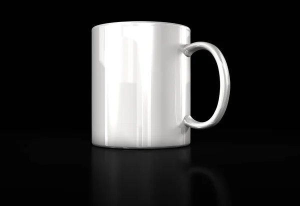 Weiße Tasse Auf Schwarzem Hintergrund — Stockfoto