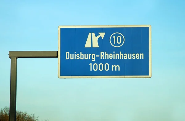 Motorway Sign Duisburg Rheinhausen — Stock Photo, Image