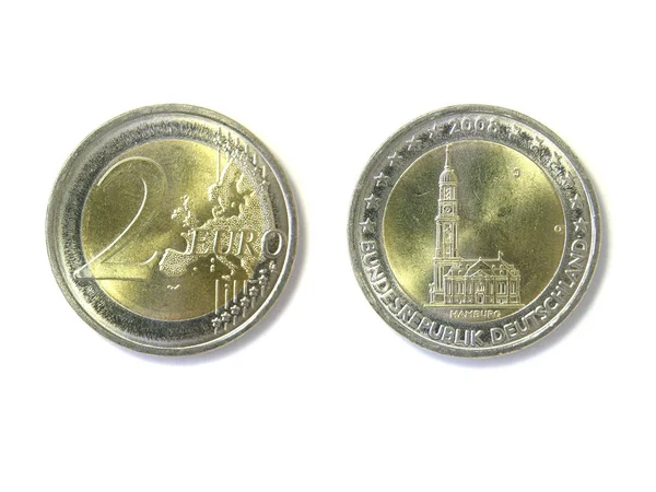 两个欧元硬币汉堡包 — 图库照片