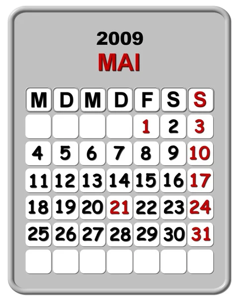 Kalendarz Maj 2009 Niemcy — Zdjęcie stockowe