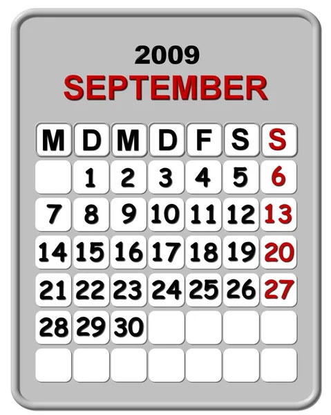 Kalender September 2009 Duitsland — Stockfoto