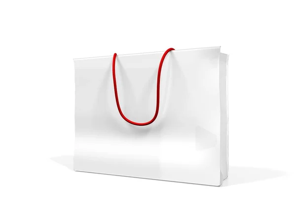 Weiße Leere Papiertüte Mit Deckel Isoliert Auf Einem Hintergrund — Stockfoto