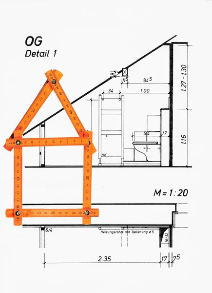 Casa Con Cianografia Sulla Parete — Foto Stock