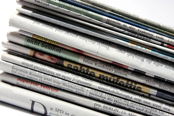 Stack Newspapers White Background — Stock Photo, Image