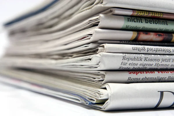 Stack Newspapers White Background — Stock Photo, Image