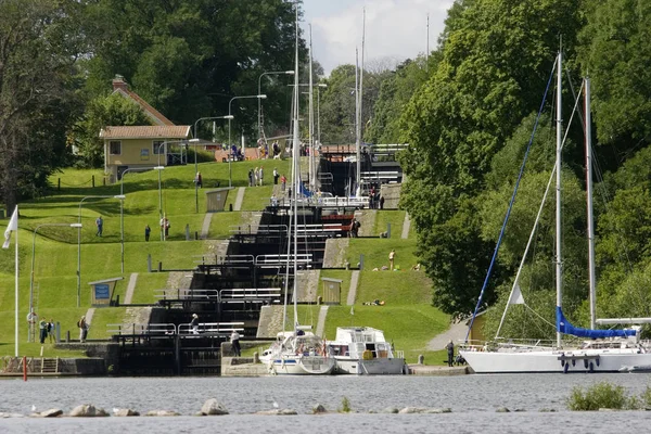 Schleusentreppe Mountain Goetak Canal — Stock fotografie