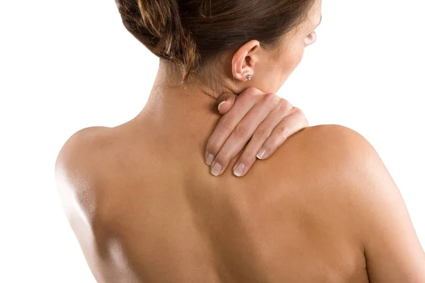 Young Woman Pain Her Back — Stock Photo, Image