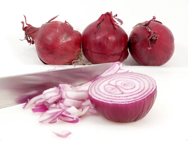 Sliced Red Onion White Background — Stock Photo, Image