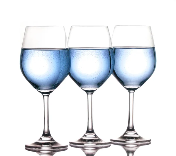 Tři Sklenice Víno Modrou Tekutinou — Stock fotografie