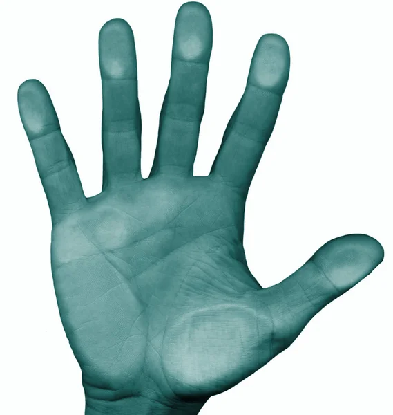 Mão Masculina Pressionando Uma Janela Vidro — Fotografia de Stock