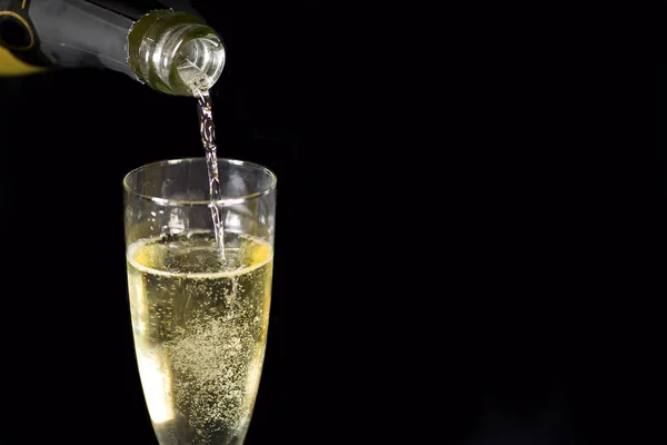 Champagne Glasögon Svart Bakgrund — Stockfoto