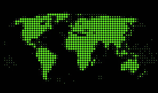 Mapa Świata Zielone Kropki — Zdjęcie stockowe