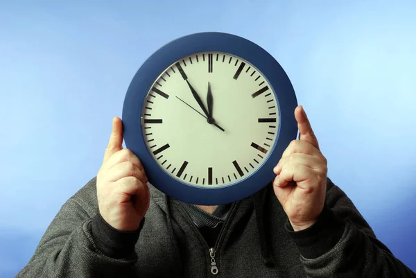 Young Woman Holding Clock — Stock Photo, Image