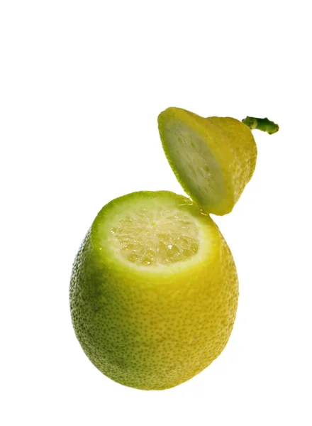 Färsk Grön Citron Isolerad Vit Bakgrund — Stockfoto