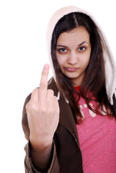 Young Woman Showing Sign — Stock Photo, Image