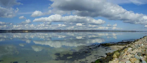 Vista Sobre Fiordo Flensburg Señalización Panorama Desde Tomas —  Fotos de Stock