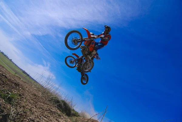 Pilota Motocross Montagna — Foto Stock