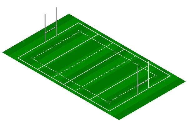 Rugby Pitch等距视图 — 图库照片