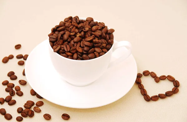 Cup Coffee Beans Table — Stock Photo, Image