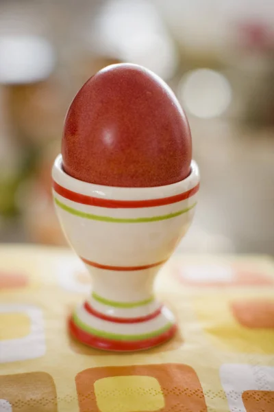 Close Bowl White Red Easter Eggs — Stock Photo, Image